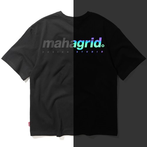 마하그리드 티셔츠 RAINBOW REFLECTOR BACK LOGO TEE [BLACK]