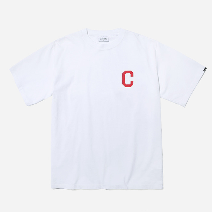 커버낫 티셔츠 S/S C LOGO TEE WHITE/RED