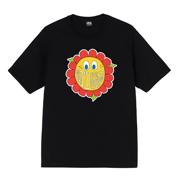 스투시 티셔츠 HAPPY FLOWER TEE / BLACK